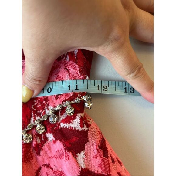 NWT Blogger's Favorite Zara Jacquard Pink Floral Strapless Mini Dress with ruffl - Picture 7 of 12